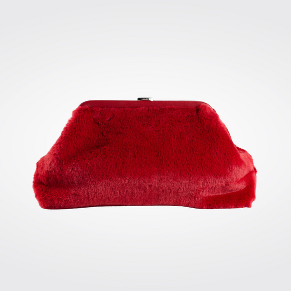 Helen Faux Fur Bag in Red