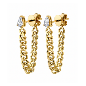 Pear Diamond Cuban Link Loop Earring