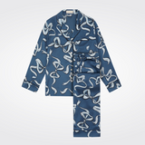 Lila Arran Blue Bow Silk Satin Pajamas