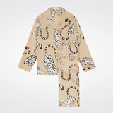 Lila Muir Beige Leopard Silk Satin Pajama