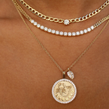 Zodiac Coin Pendant with Diamond Frame
