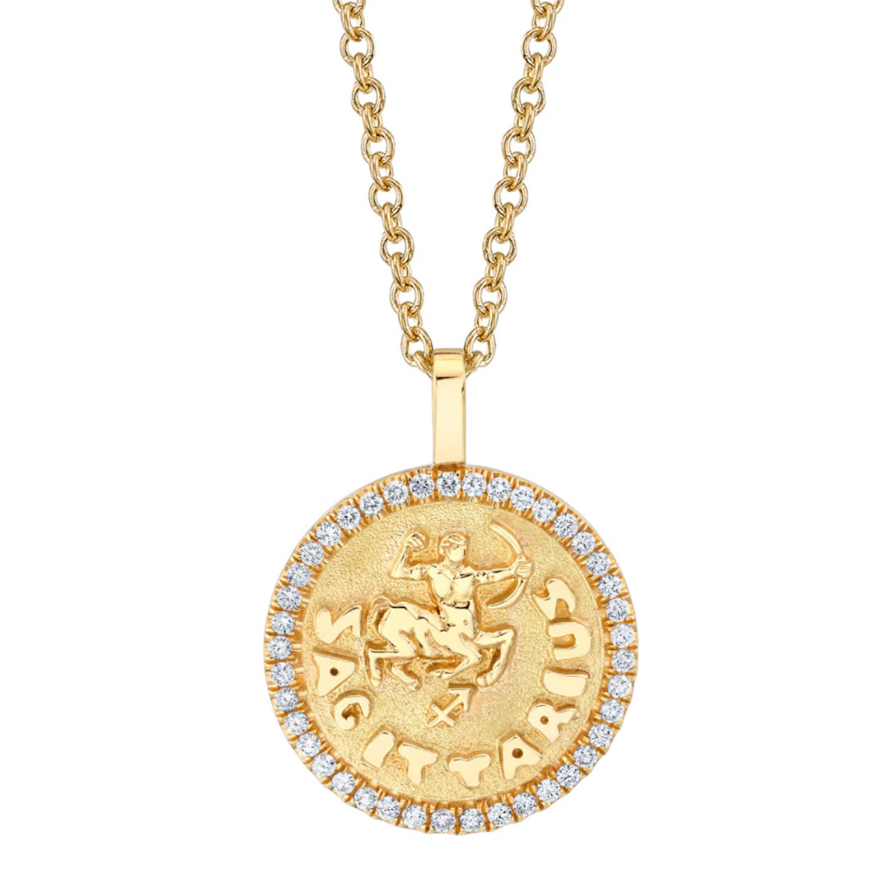 Zodiac coin pendant necklace on sale